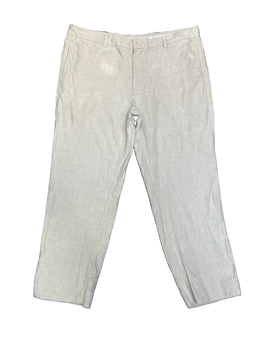 Island Importer 100% Linen Pants Men’s 42 Beige Flat Front Beach Resort Casual